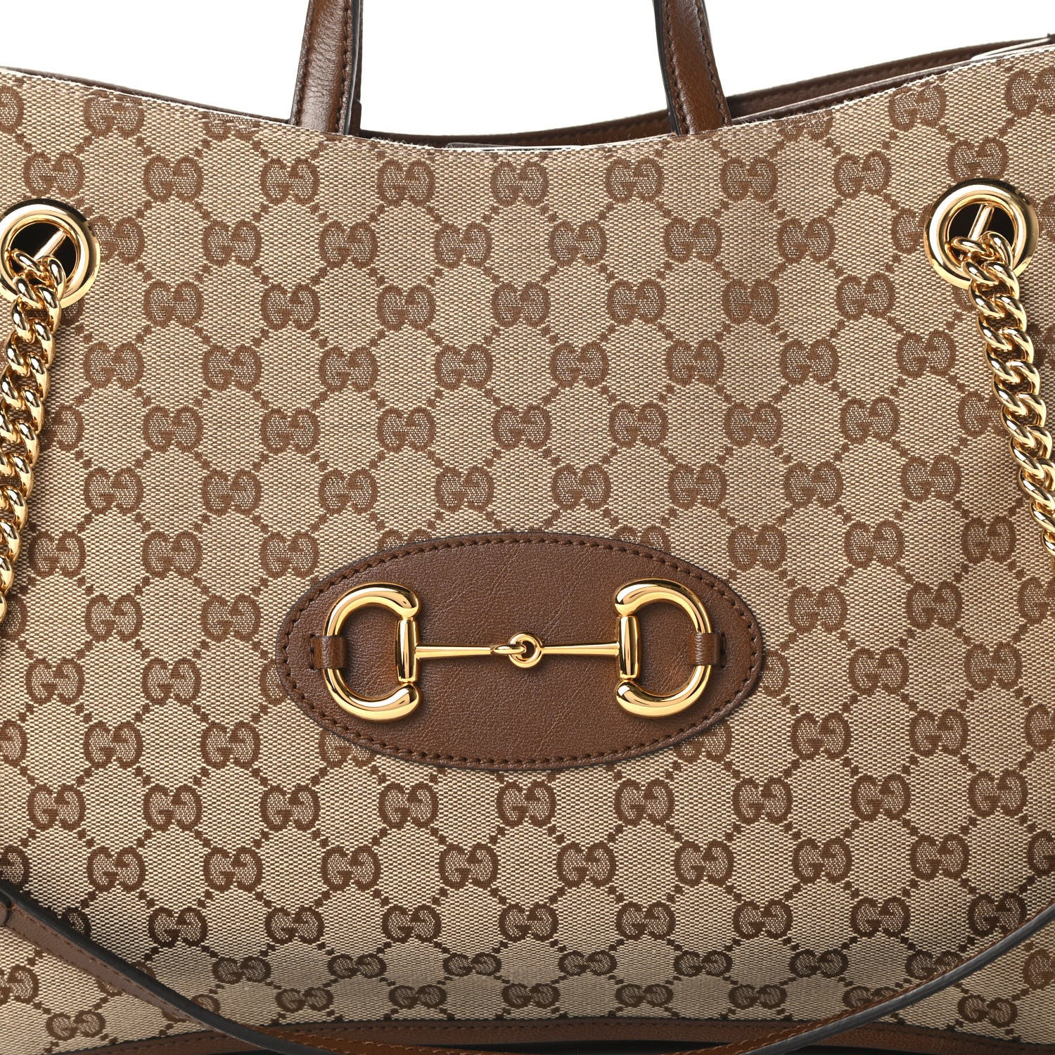 Gucci Monogram Calfskin Medium Horsebit 1955 Tote Bag Beige Brown Sugar 8 of 11