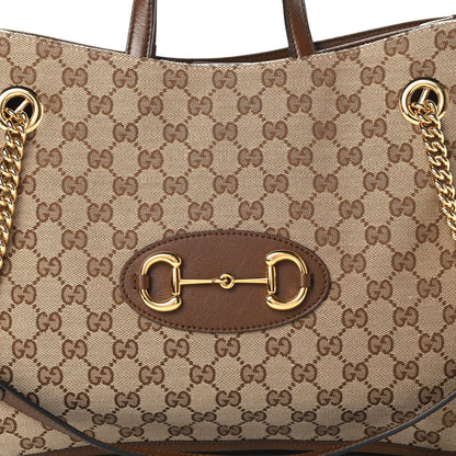 Gucci Monogram Calfskin Medium Horsebit 1955 Tote Bag Beige Brown Sugar 8 of 11