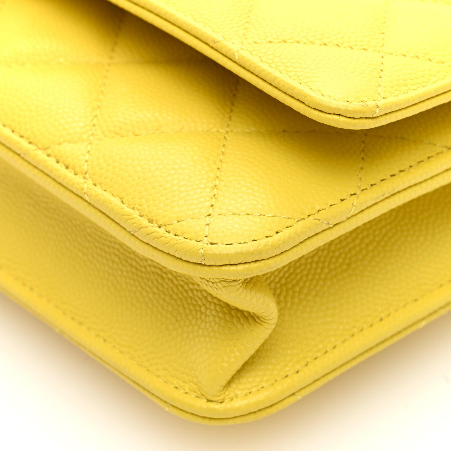 Caviar Quilted Wallet on Chain WOC Yellow