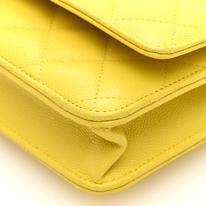 Chanel Caviar Quilted Wallet on Chain WOC Yellow 10 of 10