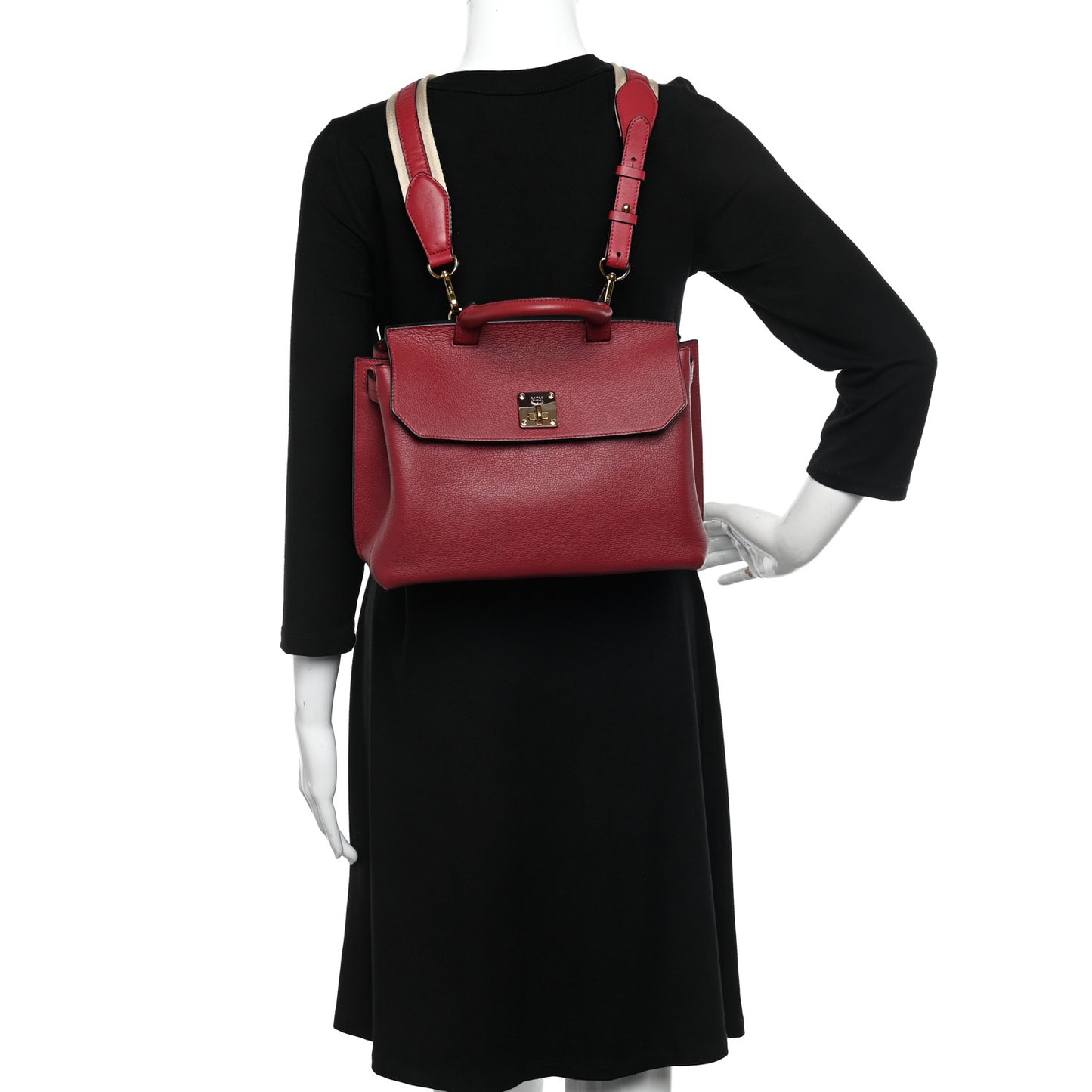 Grained Calfskin Milla Convertible Backpack Scooter Red