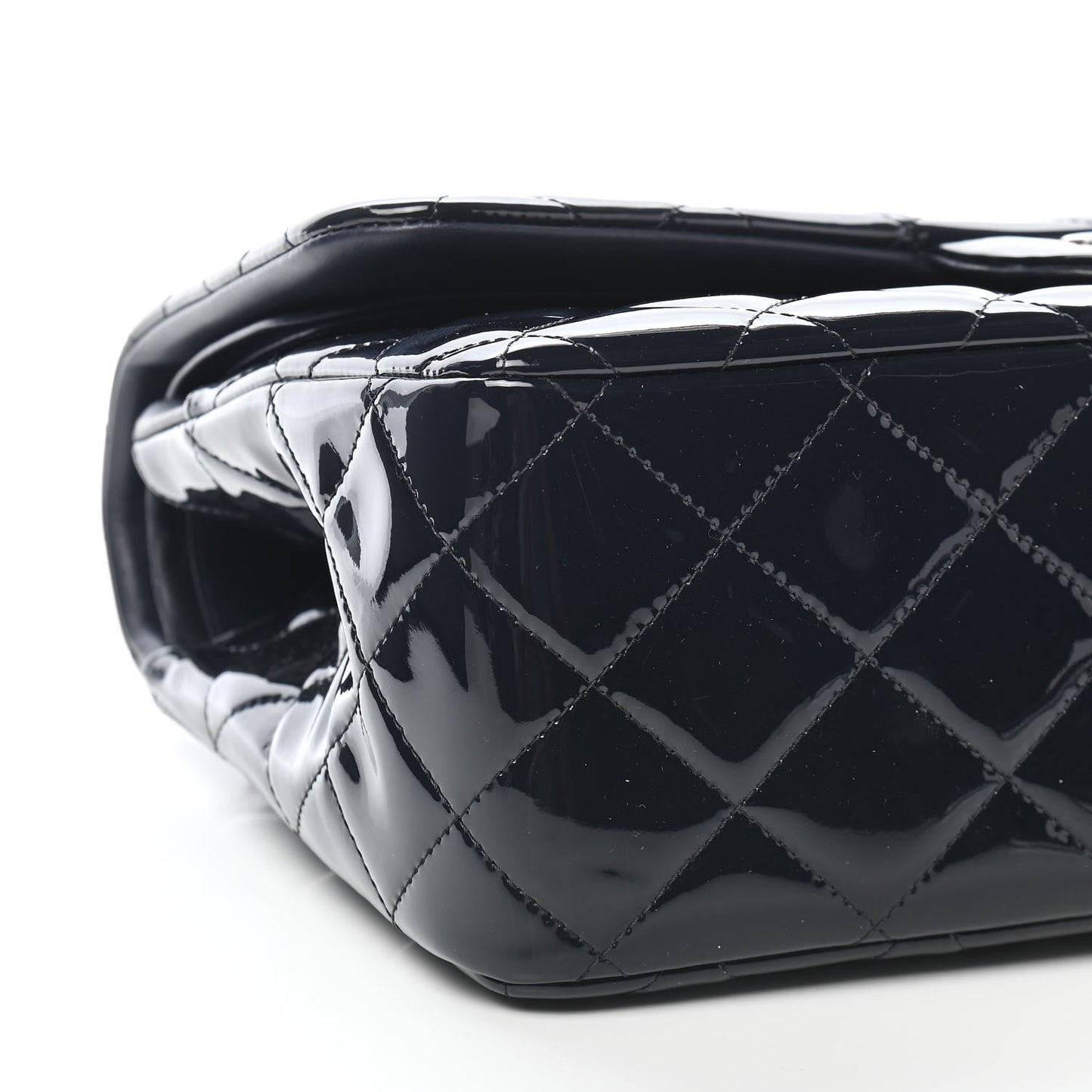 Patent Quilted Jumbo Double Flap Navy