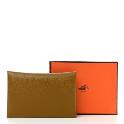 Hermes Madame Calfskin Calvi Card Case Bronze Dore 8 of 8