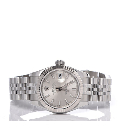 Rolex Stainless Steel 18K White Gold 26mm Oyster Perpetual Datejust Watch Silver 179174 3 of 8