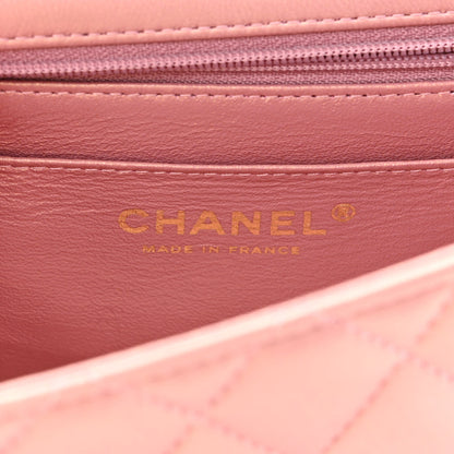 Chanel Iridescent Lambskin Quilted Mini Top Handle Rectangular Flap Pink 6 of 11