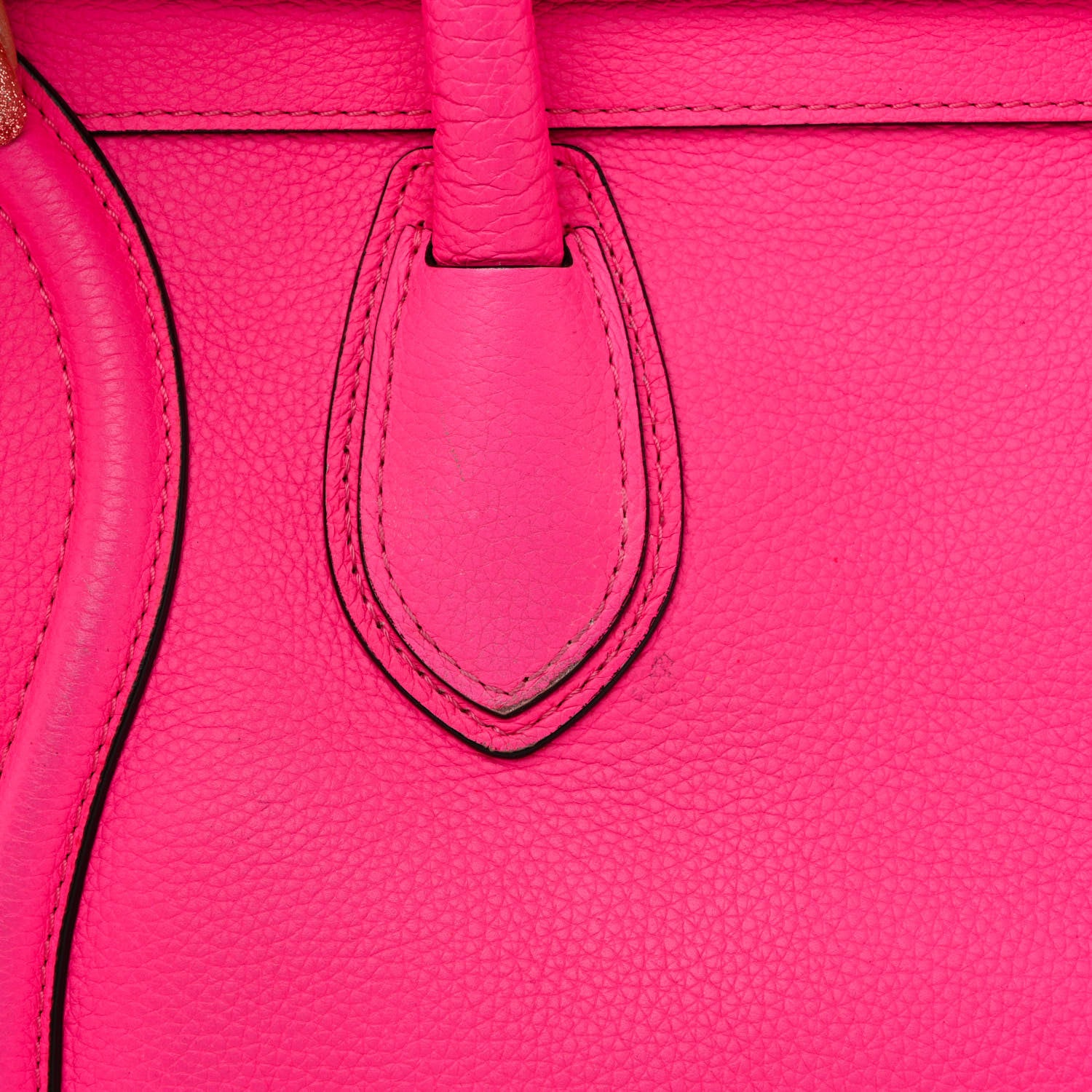Celine Drummed Calfskin Mini Luggage Fluo Pink 12 of 14