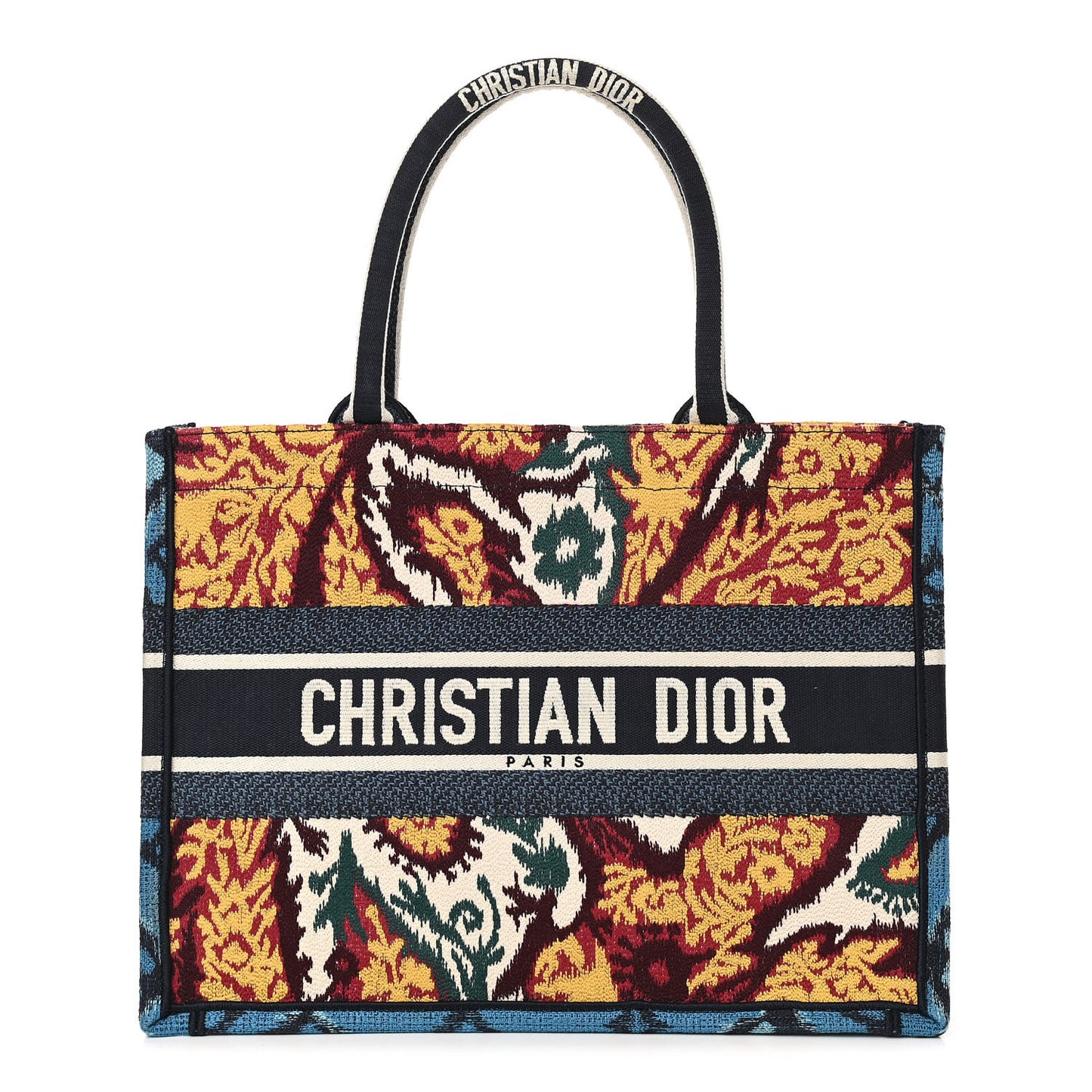 Canvas Embroidered Paisley Medium Book Tote Blue Multicolor