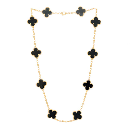 Van Cleef & Arpels 18K Yellow Gold Black Onyx 10 Motifs Vintage Alhambra Necklace 3 of 6