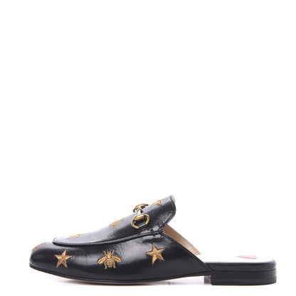 Gucci Goatskin Bee Star Embroidered Womens Princetown Slippers 37 Black 1 of 9