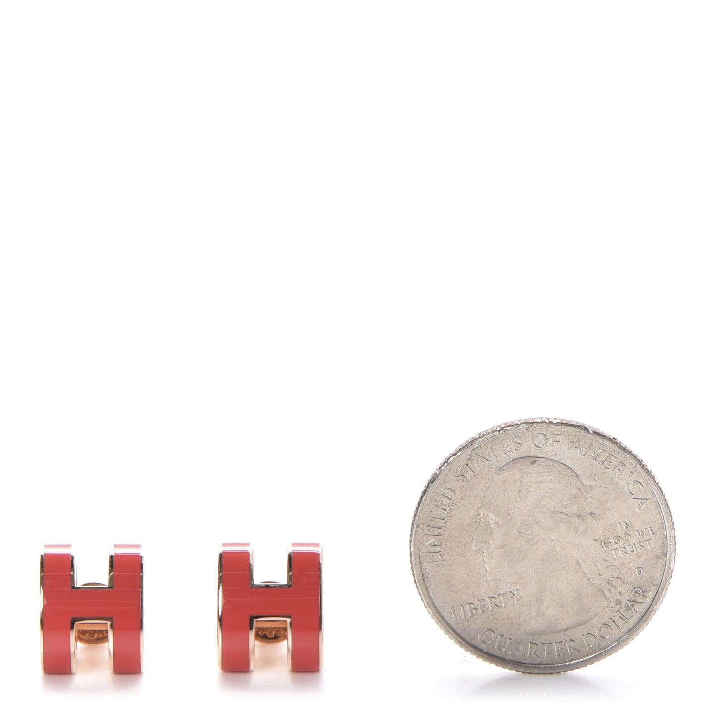 Rose Gold Lacquered Pop H Earrings Rouge Corail