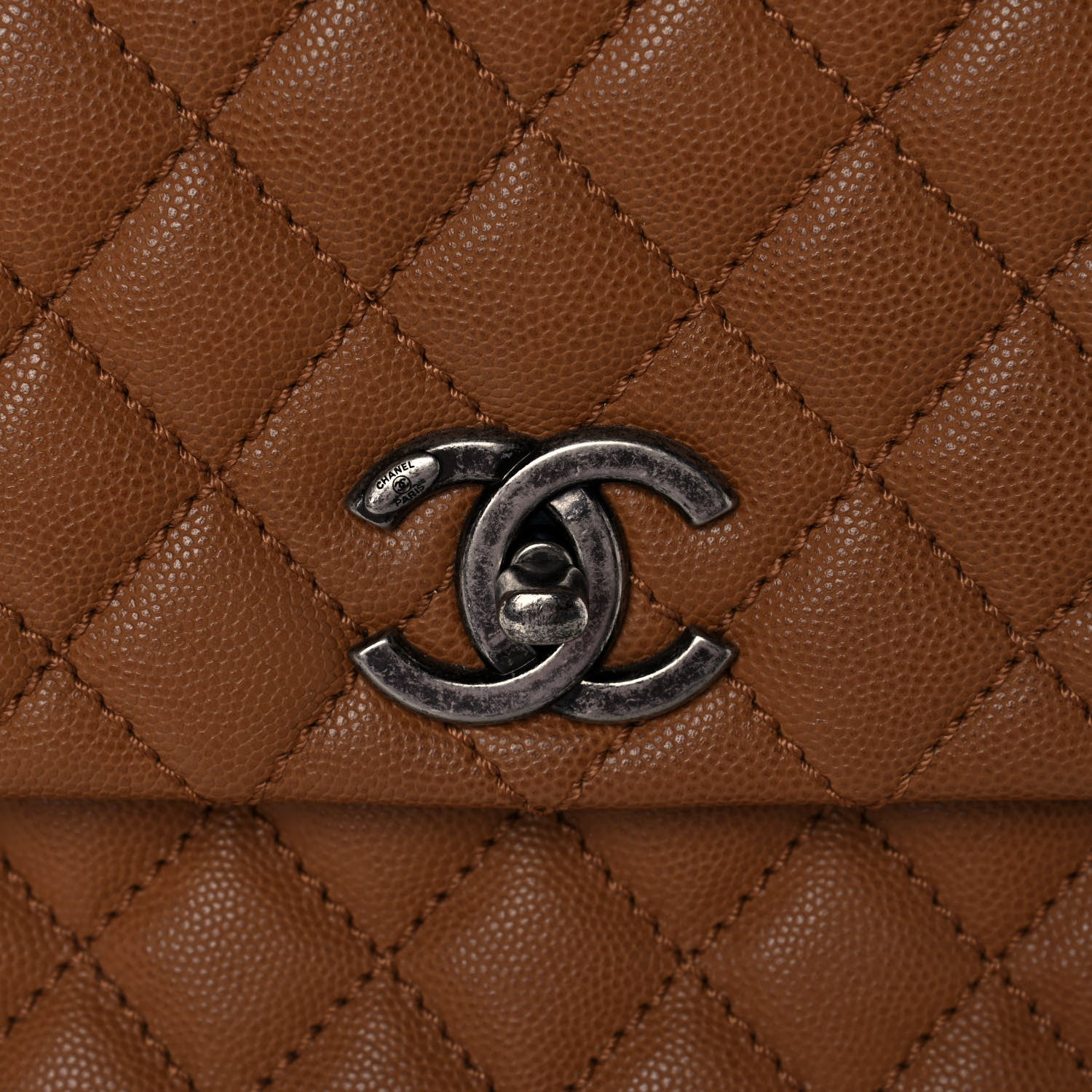 Chanel Caviar Quilted Medium Coco Handle Flap Camel 8 of 12