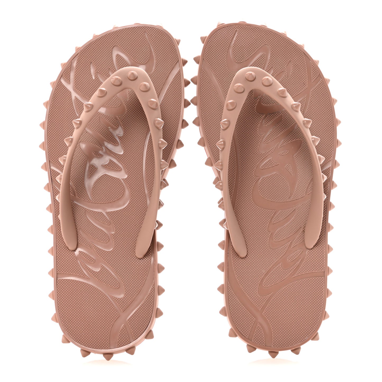 Rubber Spike Super Loubi Flip Flop Sandals 36 Nude