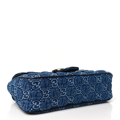 Gucci Denim Matelasse Small GG Marmont Shoulder Bag Blue 4 of 11