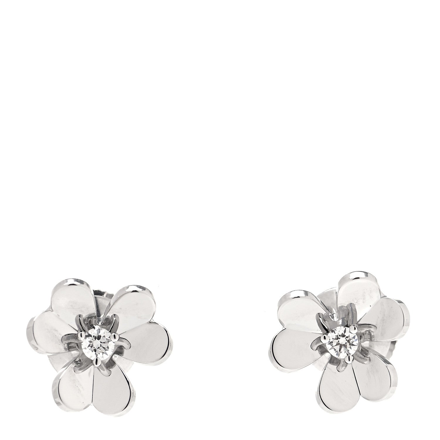 Van Cleef & Arpels 18K White Gold Diamond Mini Frivole Earrings 1 of 5
