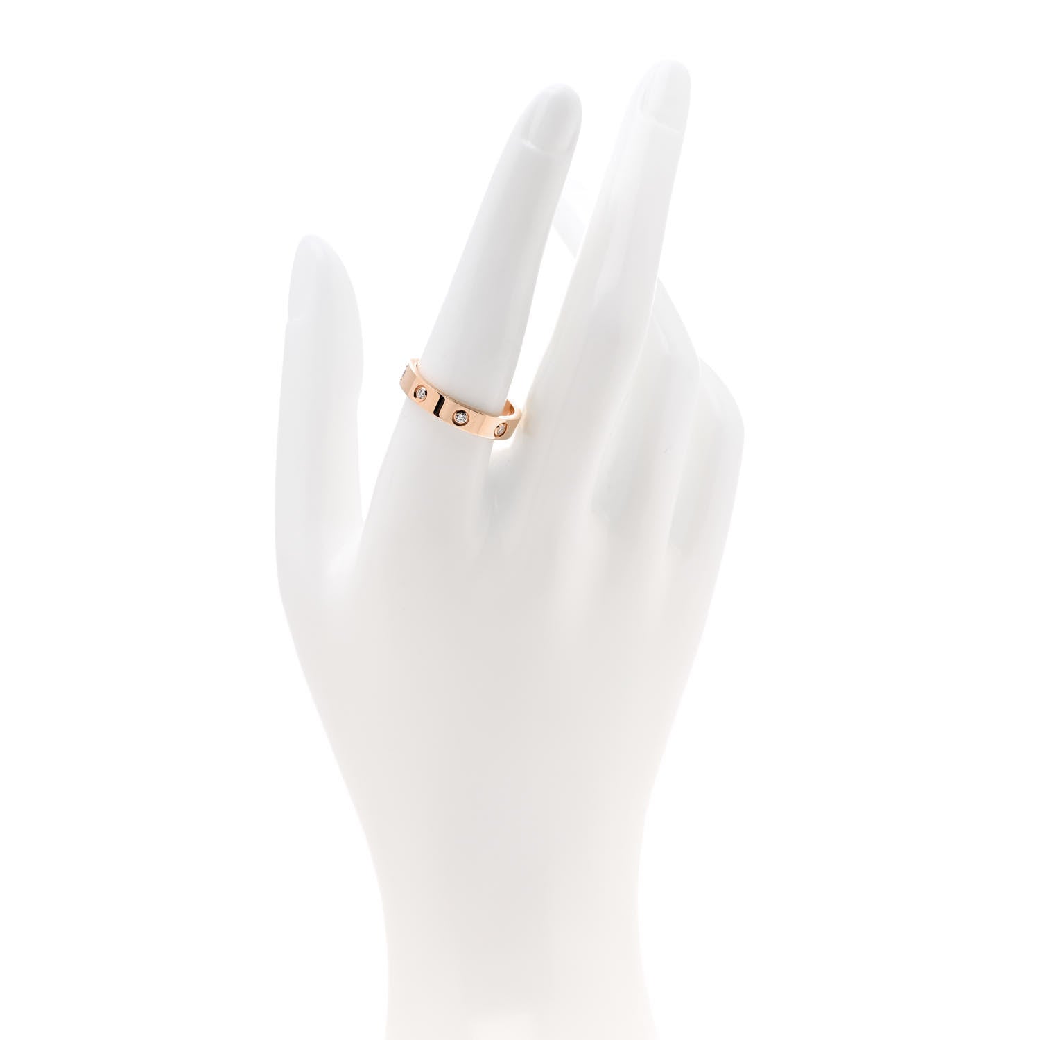 Cartier 18K Pink Gold 8 Diamond 4mm LOVE Wedding Band Ring 58 8.5 2 of 5