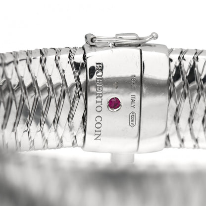 Roberto Coin 18K White Gold Diamond XL Primavera Bangle Bracelet 4 of 4