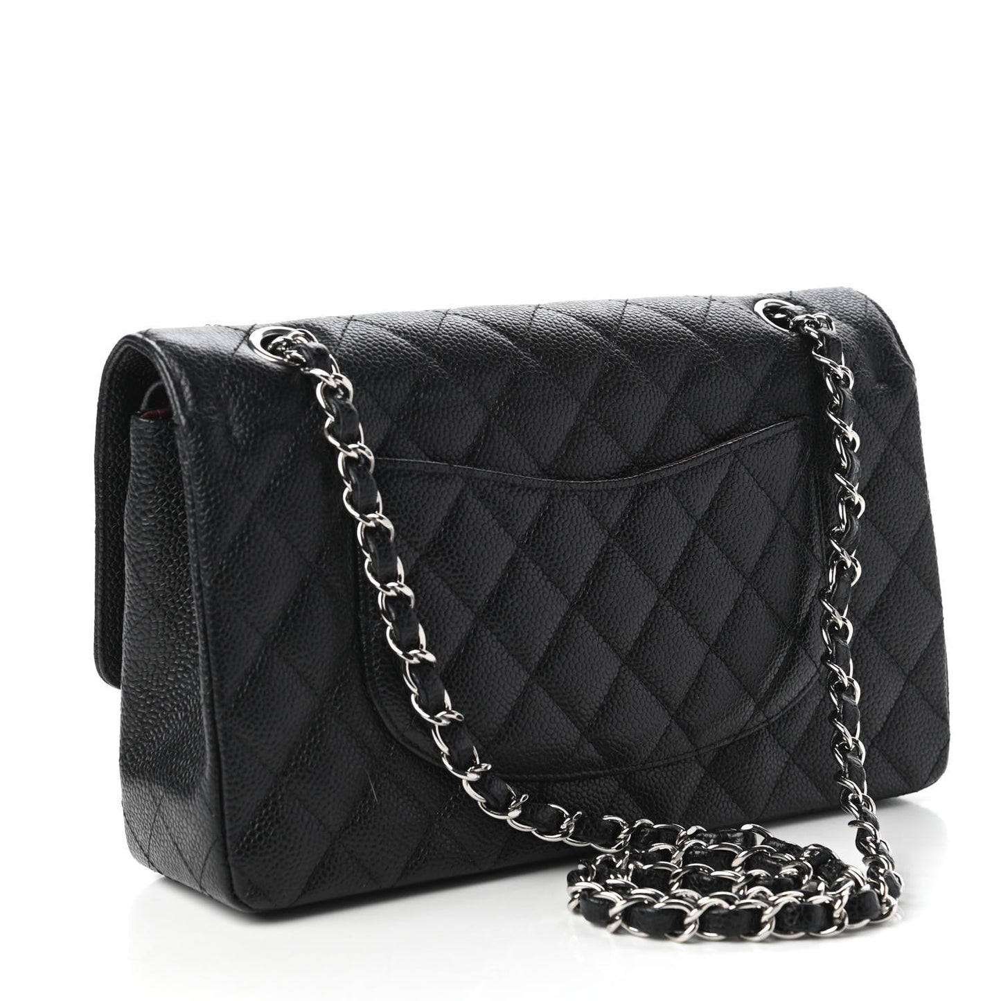 Caviar Quilted Medium Double Flap Black