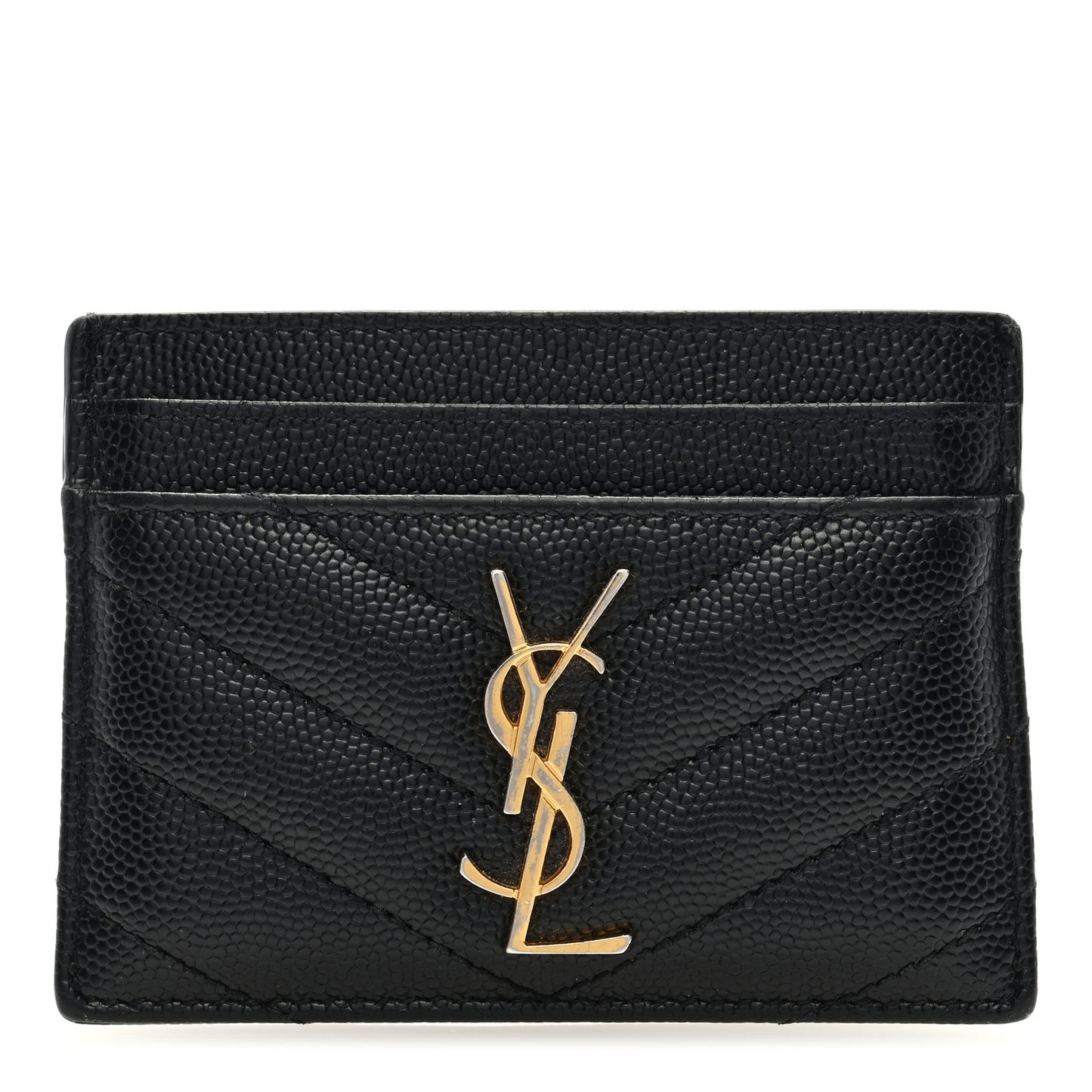 Grain De Poudre Matelasse Chevron Monogram Credit Card Case Black