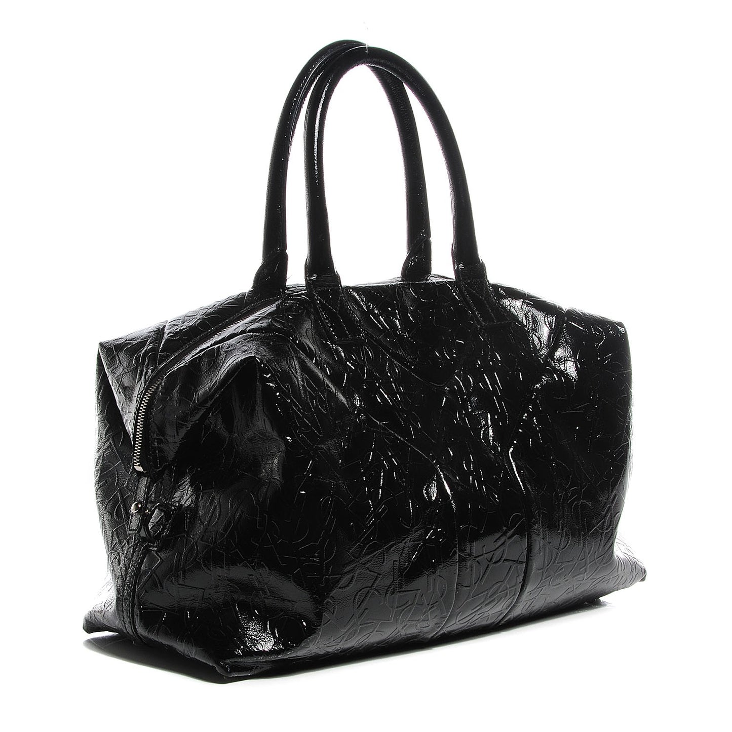 Embossed Patent Medium Easy Y Bag Black