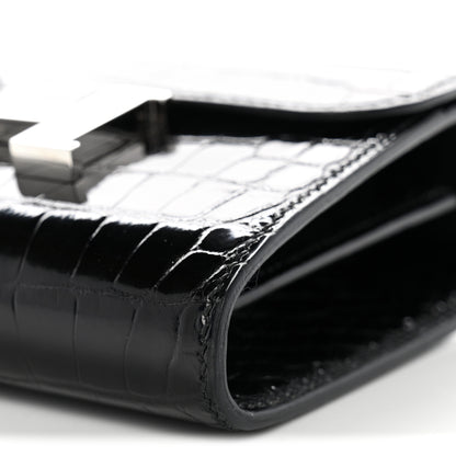 Hermes Shiny Alligator Constance Short Wallet Black 9 of 11