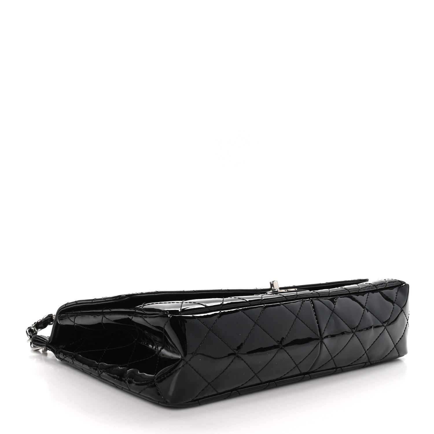 Chanel Patent Quilted Jumbo Diagonal CC Flap Black 4 of 11