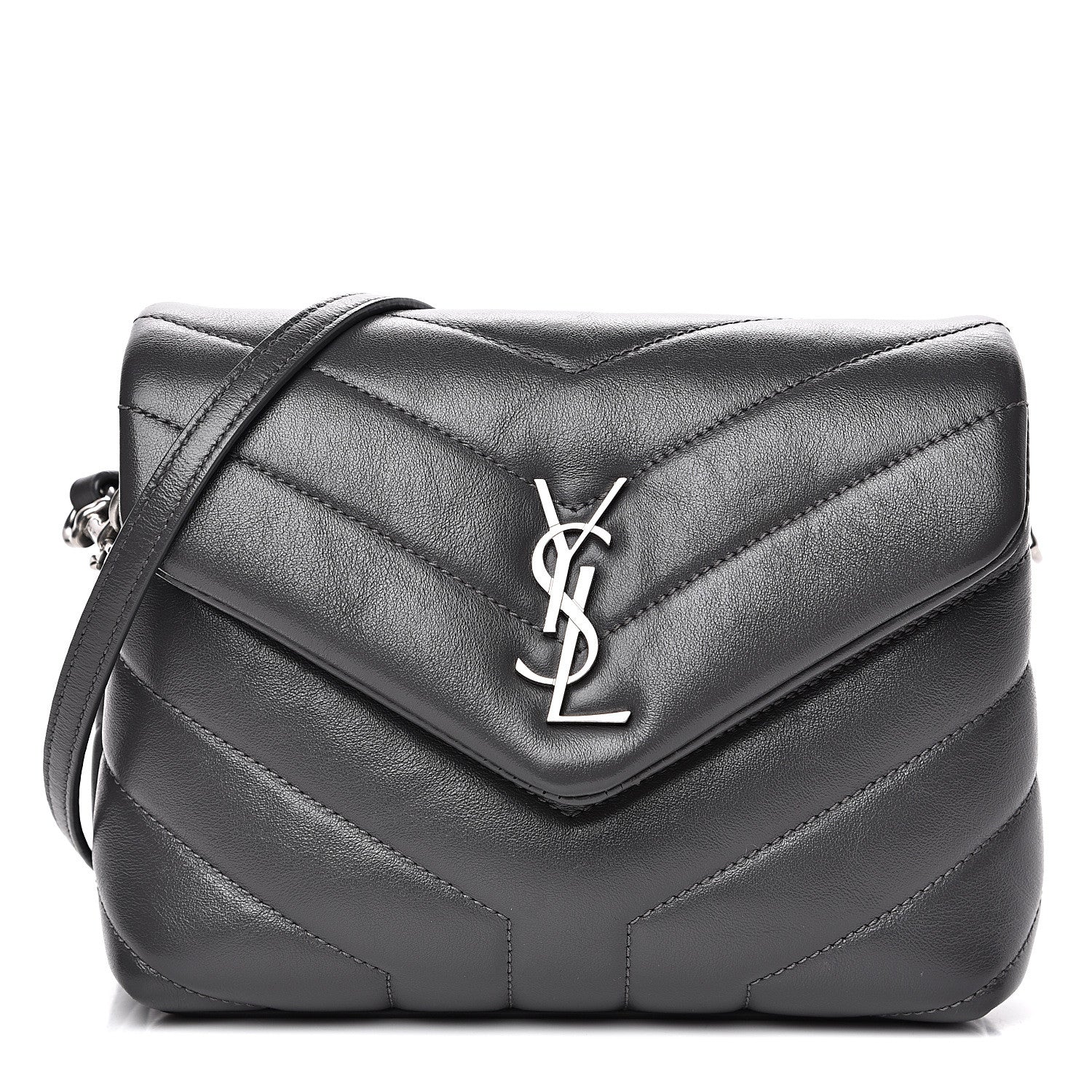 Saint Laurent Calfskin Y Quilted Monogram Toy Loulou Crossbody Bag Storm 1 of 9