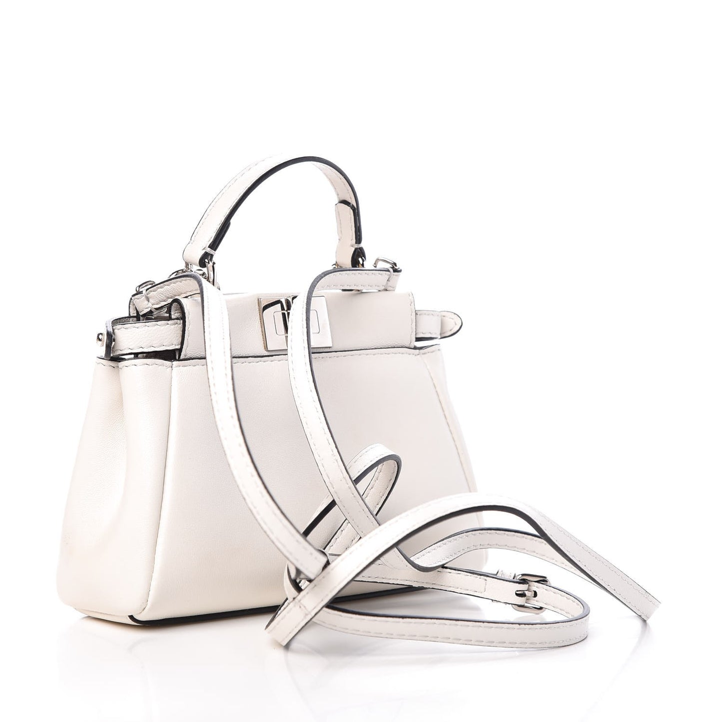 Shiny Nappa Micro Peekaboo Iconic Satchel White