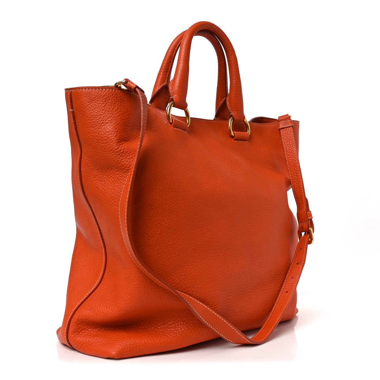 Prada Vitello Daino Shopping Tote Papaya 2 of 9