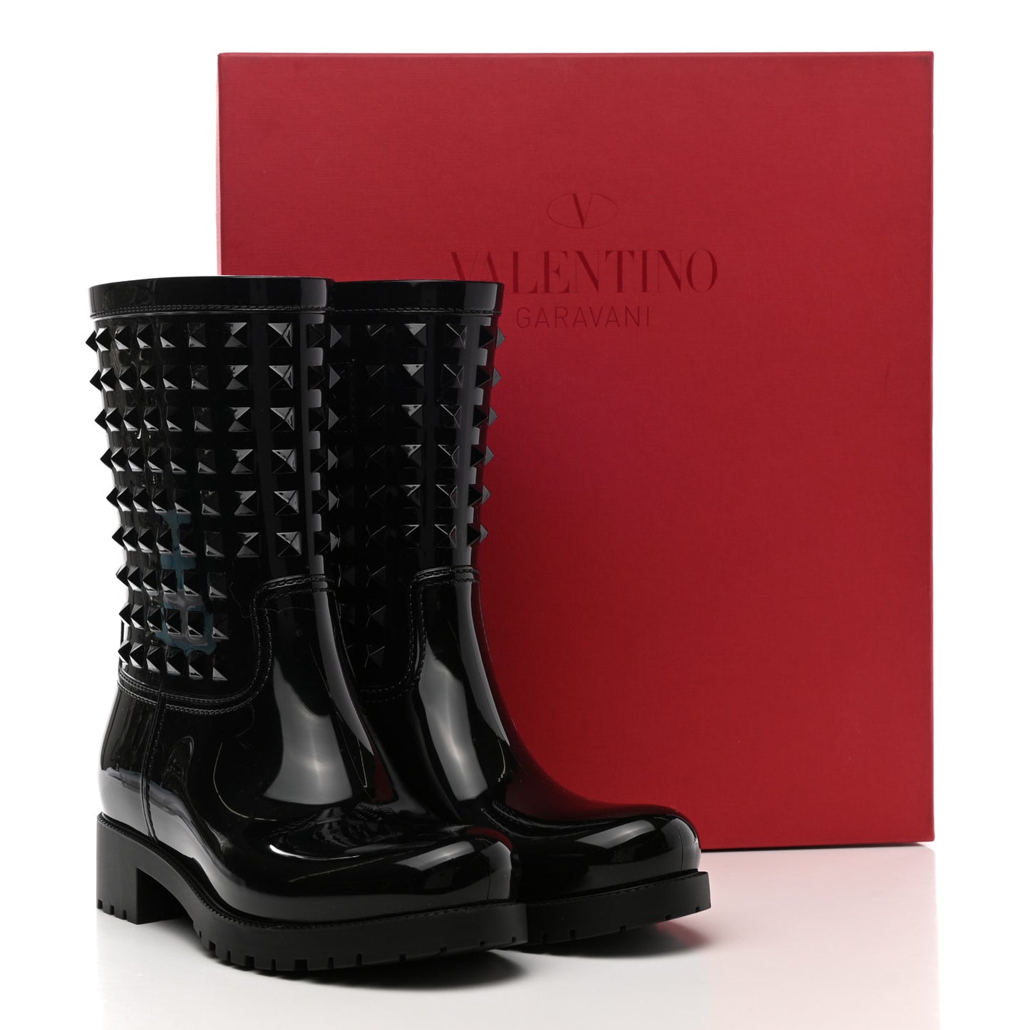 Rubber Rockstud Short Rainboots 37 Black