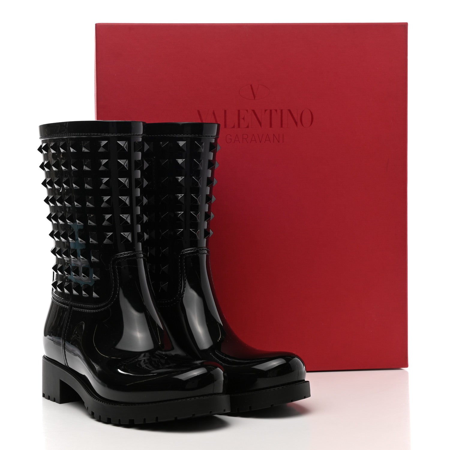 Valentino Garavani Rubber Rockstud Short Rainboots 37 Black 10 of 10