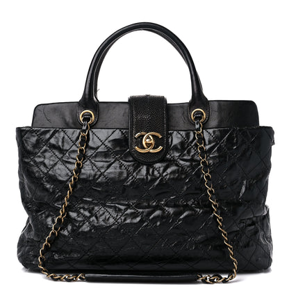 Chanel Glazed Calfskin Stingray Large Bindi CC Tote Black 1 of 14