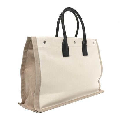 Saint Laurent Linen Calfskin Rive Gauche Tote Greggio Natural 3 of 10
