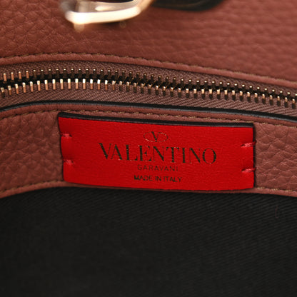 Valentino Garavani Pebbled Calfskin Small Rockstud Flip Lock Hobo Dark Nude 6 of 7
