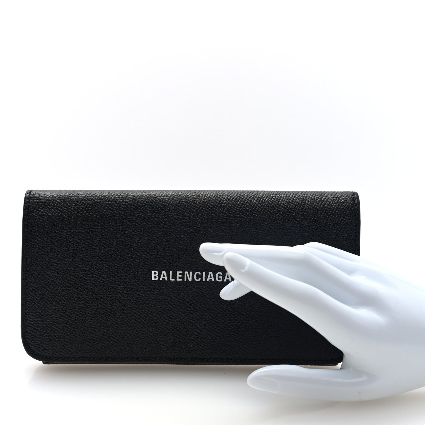 Grained Calfskin Logo Cash Thin Money Wallet Black White