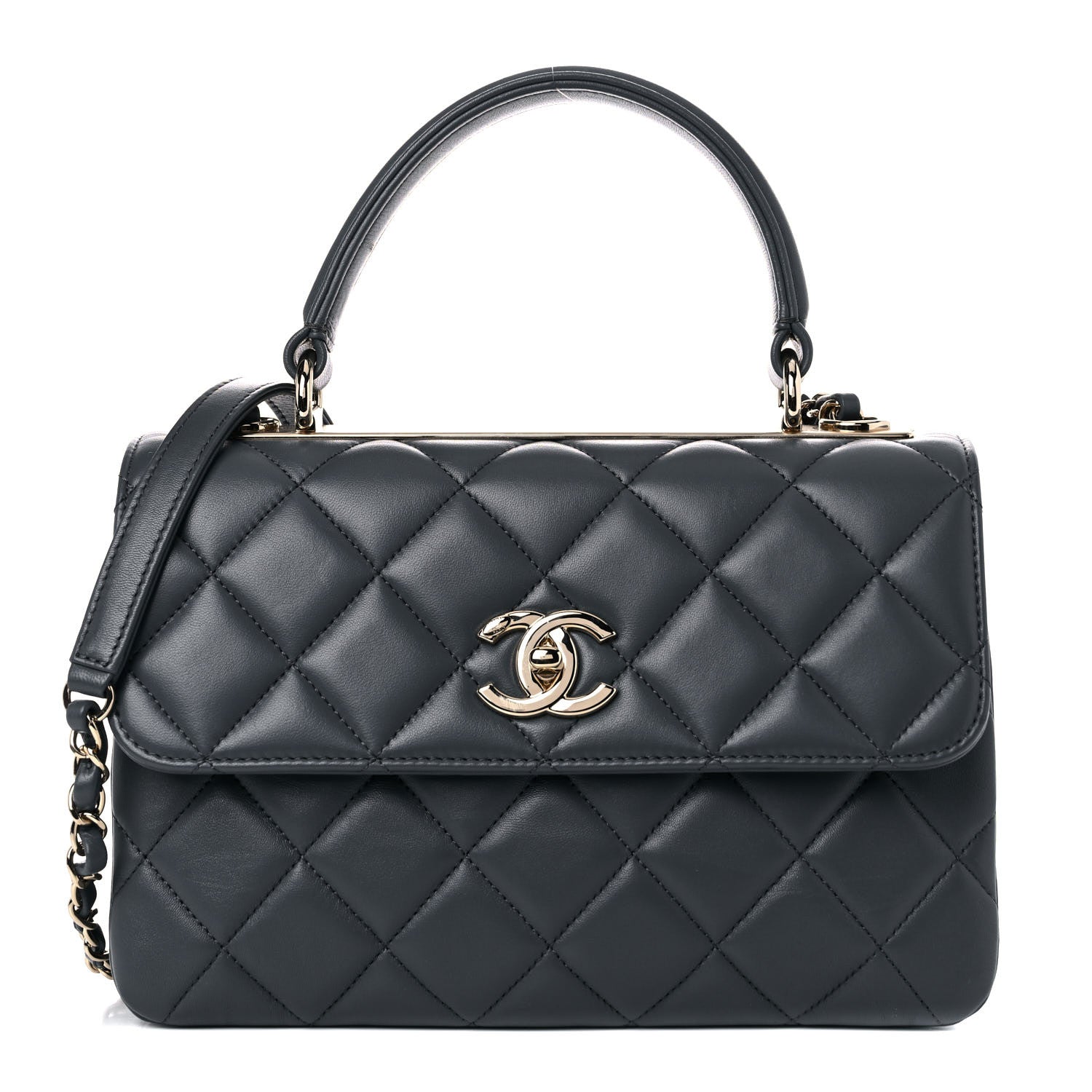 Chanel Lambskin Quilted Small Trendy CC Dual Handle Flap Bag Dark Grey 1 of 10