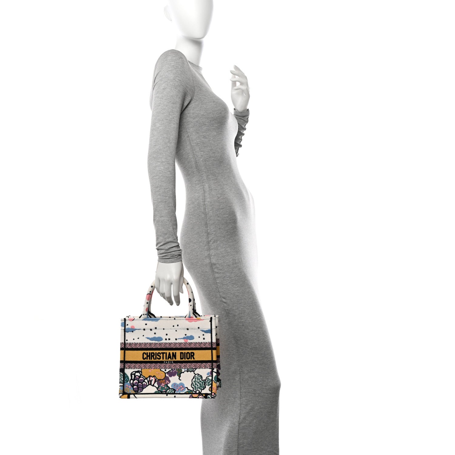 Christian Dior Canvas Embroidered Ciel De Reve Small Book Tote Latte Multicolor 2 of 15