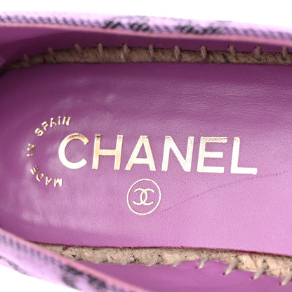 Chanel Cotton Jacquard Grosgrain CC Print Espadrilles 38 Purple Black 7 of 11