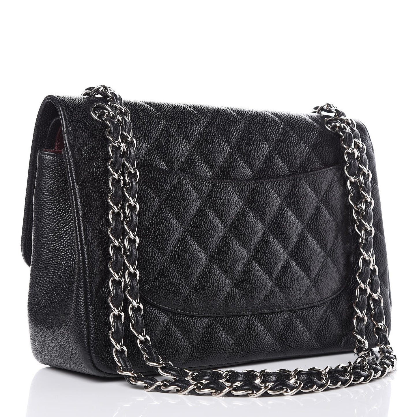 Caviar Quilted Jumbo Double Flap Black