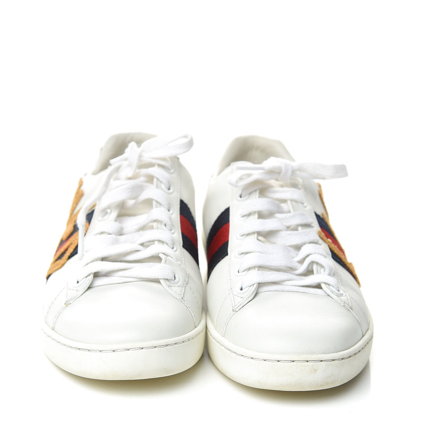 Calfskin Web LOVED Embroidered Womens Ace Sneakers 36 White