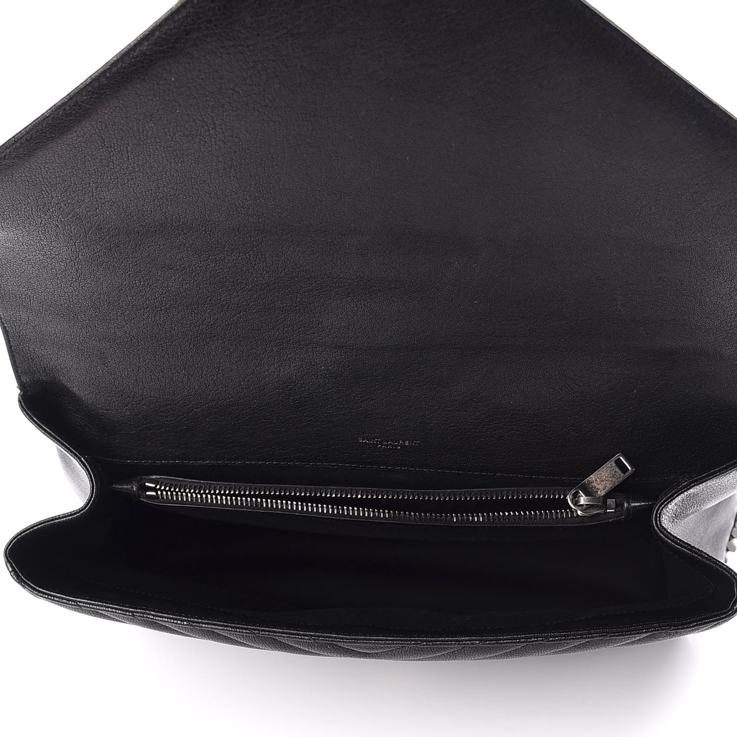 Sheepskin Matelasse Chevron Monogram Monochrome Large College Satchel Black