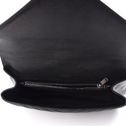 Saint Laurent Sheepskin Matelasse Chevron Monogram Monochrome Large College Satchel Black 5 of 10