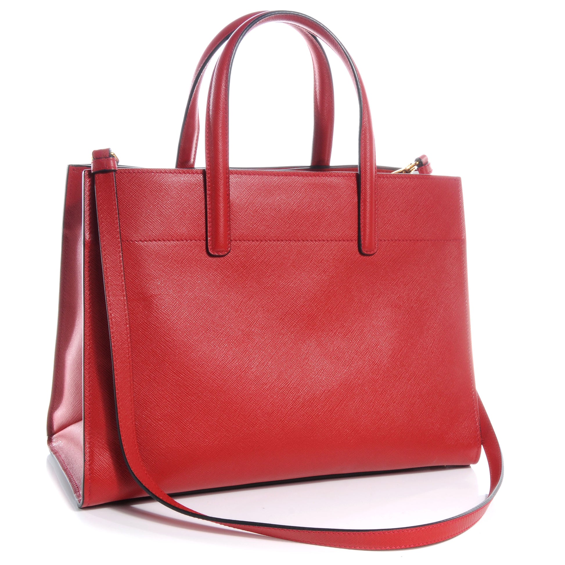 Prada Saffiano Soft Tote Fuoco 3 of 10