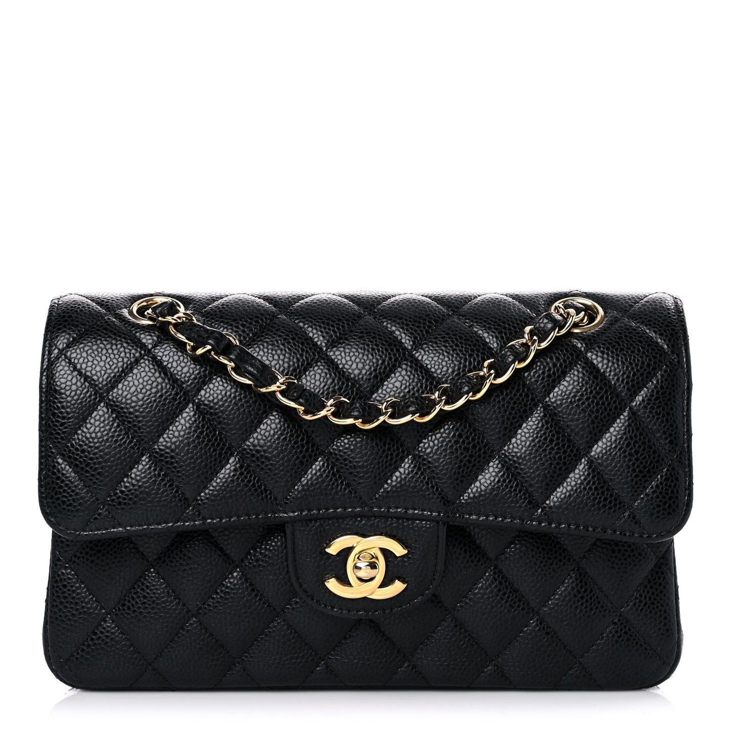 Caviar Quilted Small Double Flap Black