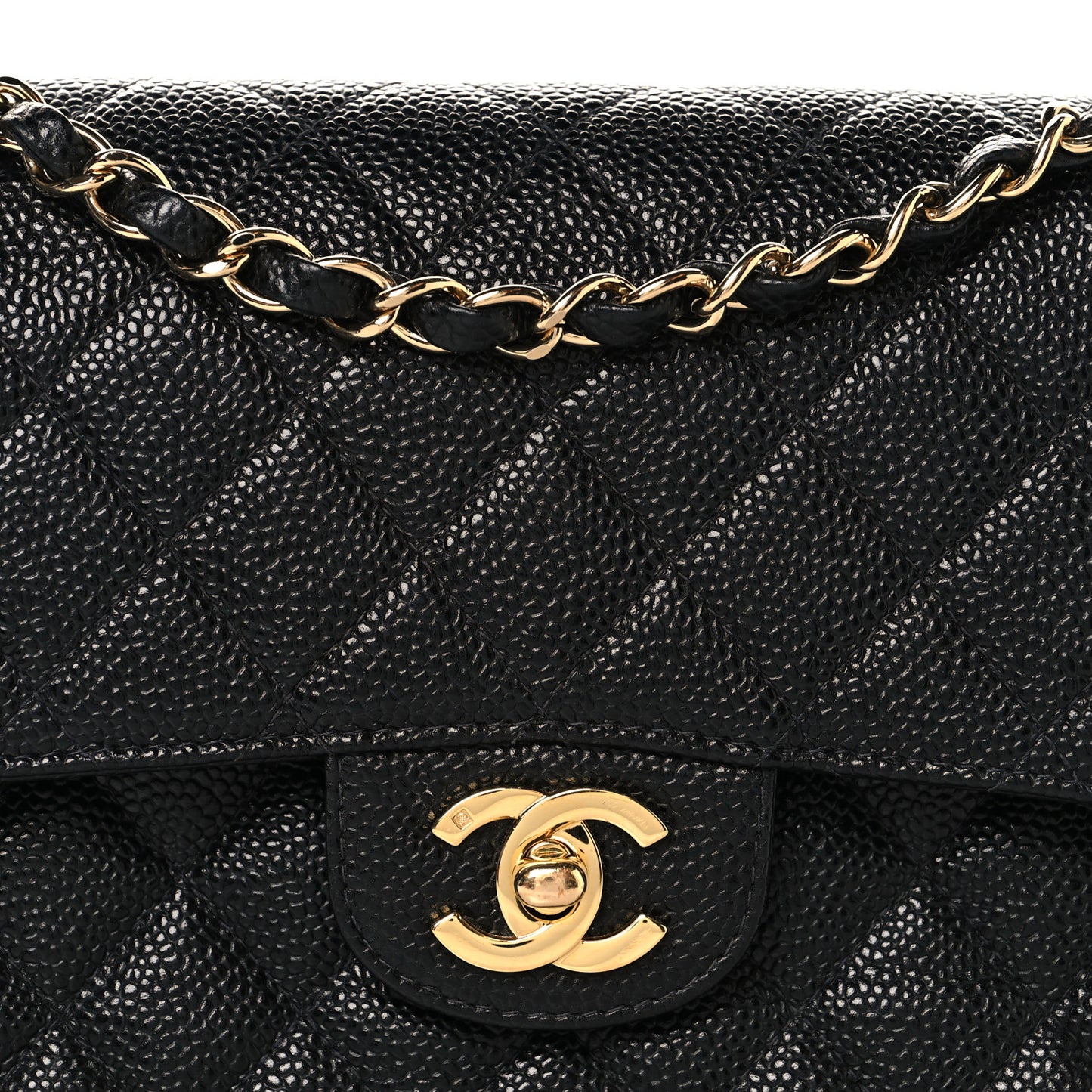 Caviar Quilted Small Double Flap Black