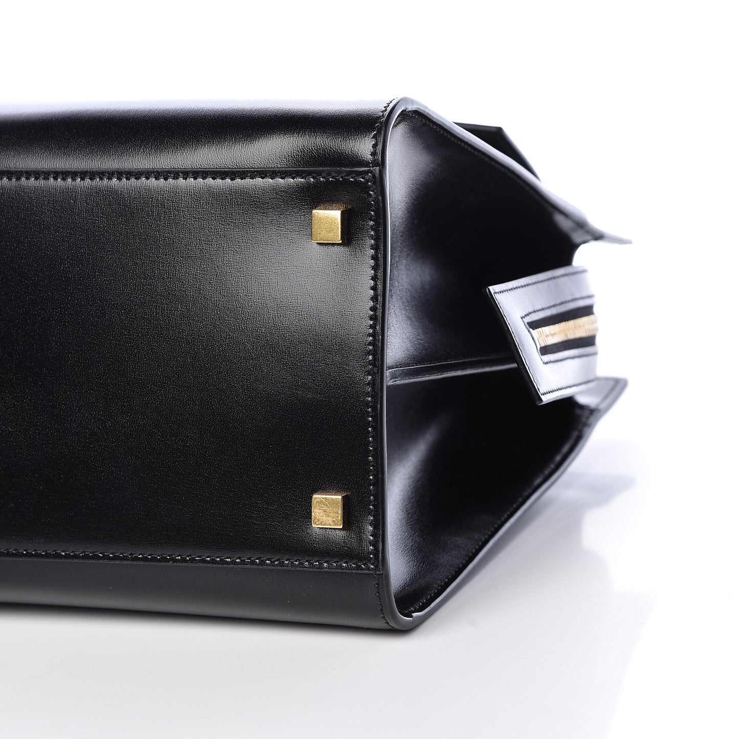 Shiny Calfskin Medium Uptown Tote Black