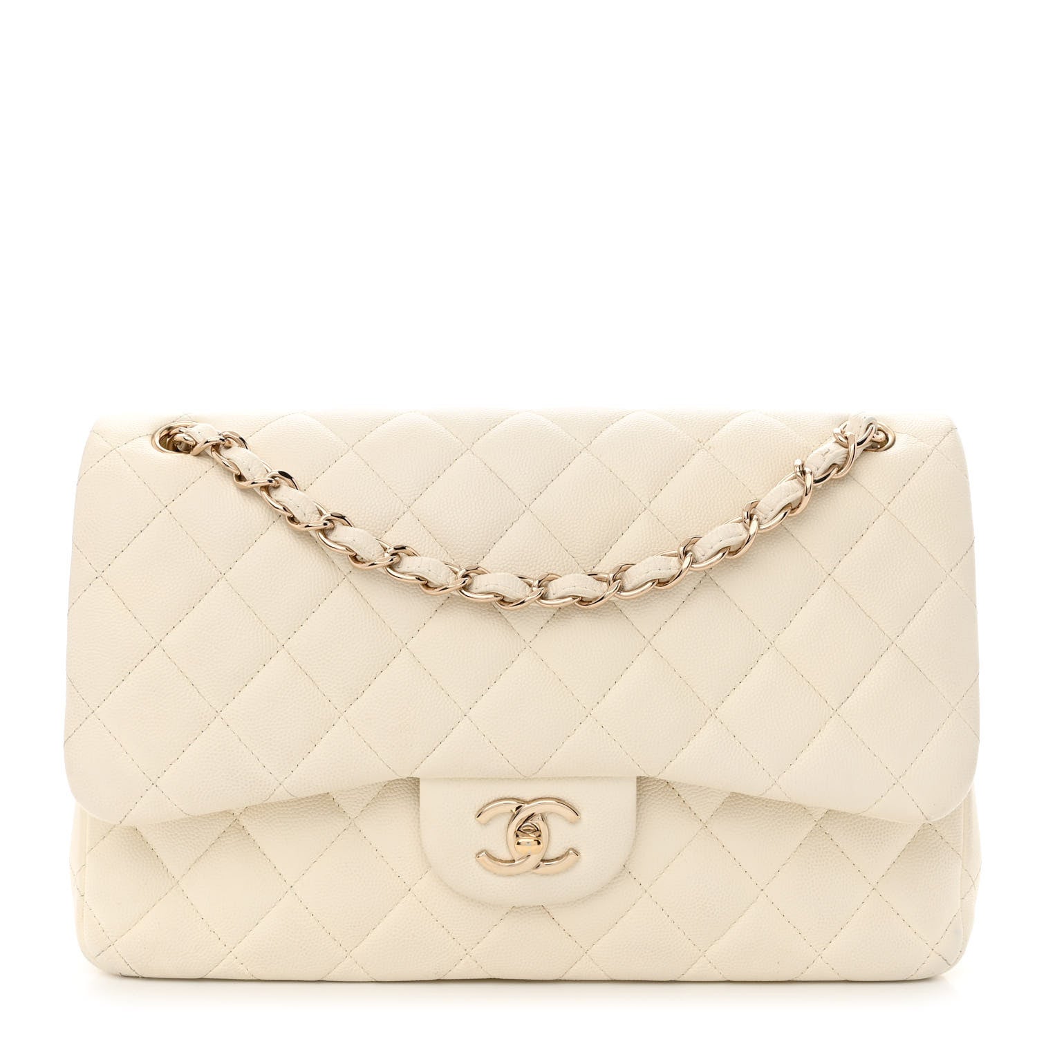 Chanel Caviar Quilted Jumbo Double Flap White 1 of 11