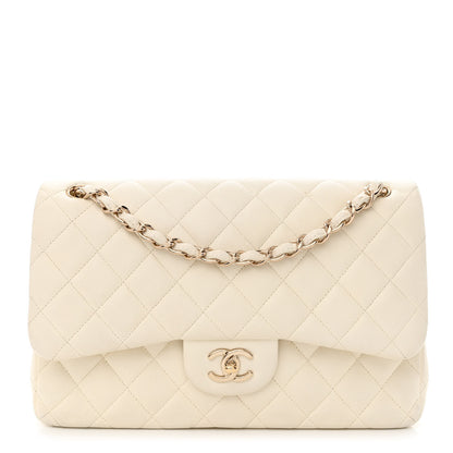 Chanel Caviar Quilted Jumbo Double Flap White 1 of 11