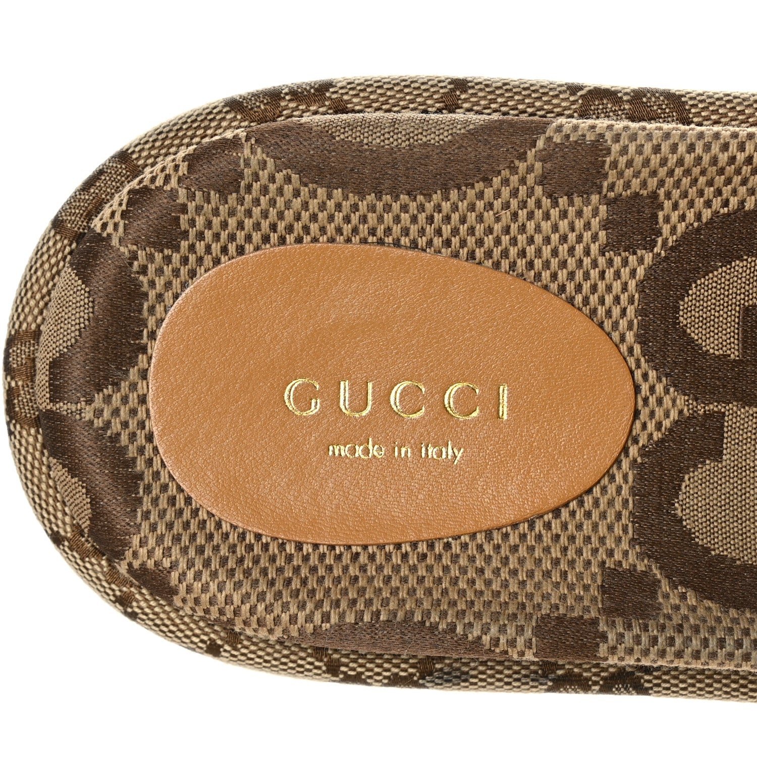 Gucci Monogram Maxi GG Angelina Platform 55mm Slide Sandals 39.5 Camel Ebony 7 of 8
