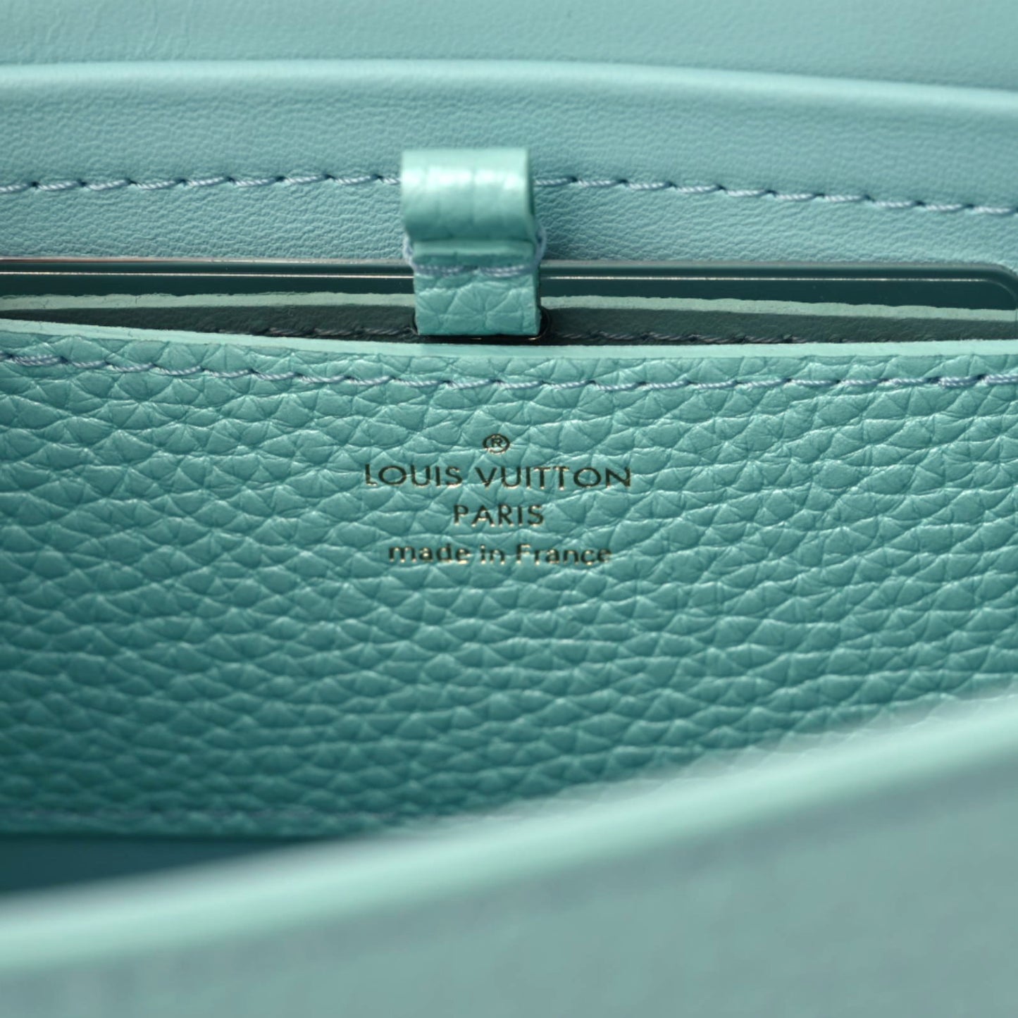 Iridescent Grained Calfskin Summer Splash Twist MM Blue