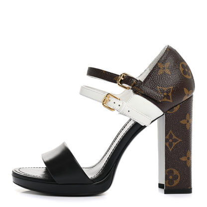 Louis Vuitton Calfskin Monogram Matchmake Cross Sandals 36 Black White 1 of 9